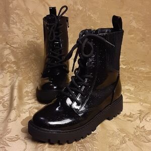 Black Patent Kids Boots Size 2